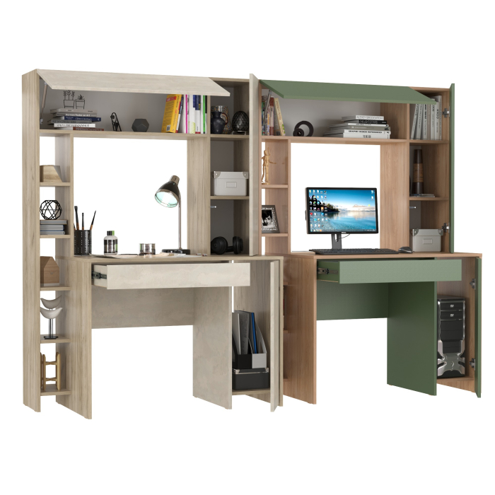 Прямые компьютерные столы, Два стола с надстройкой Mobi Комфорт 12.71