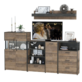 Комод с витриной с подсветкой с комодом с ящиком и дверкой и с комодом три ящика и ниша Трувор