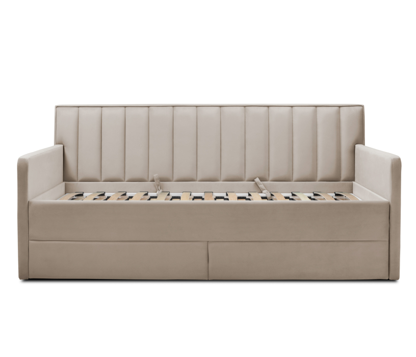 Мягкая кровать, Кровать с  дополнительным спальным местом  и боковинами Порше, микровелюр