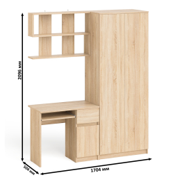 Компьютерный стол однотумбовый правый с ящиком и верхней полкой и платяной шкаф Мори МШ8001
