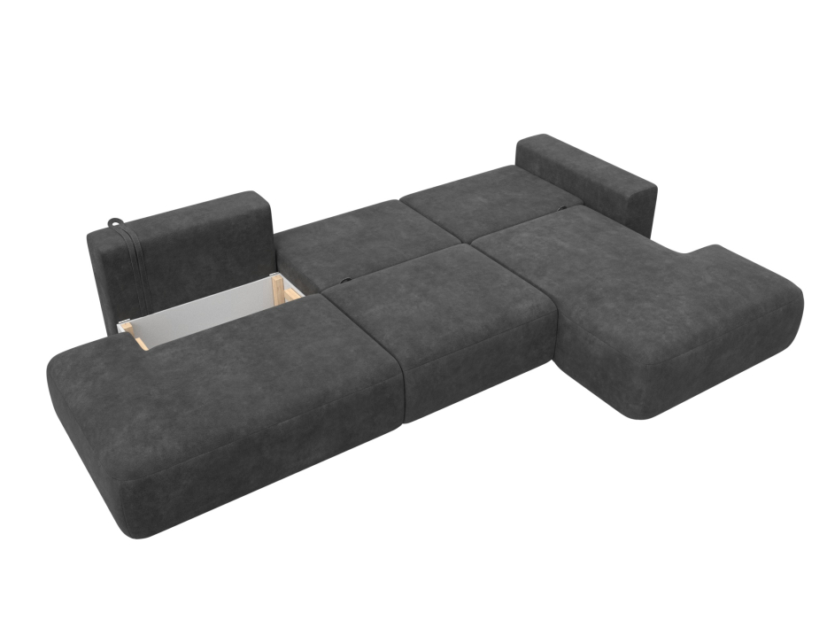 Диваны угловые в гостиную, Диван угловой Лига-036 НПБ Модерн Лонг правый угол, велюр BRUT