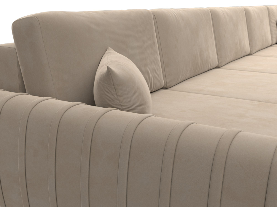 Диваны угловые в гостиную, Диван П-образный Лига-057 НПБ МегаЛонг, велюр SEVEN