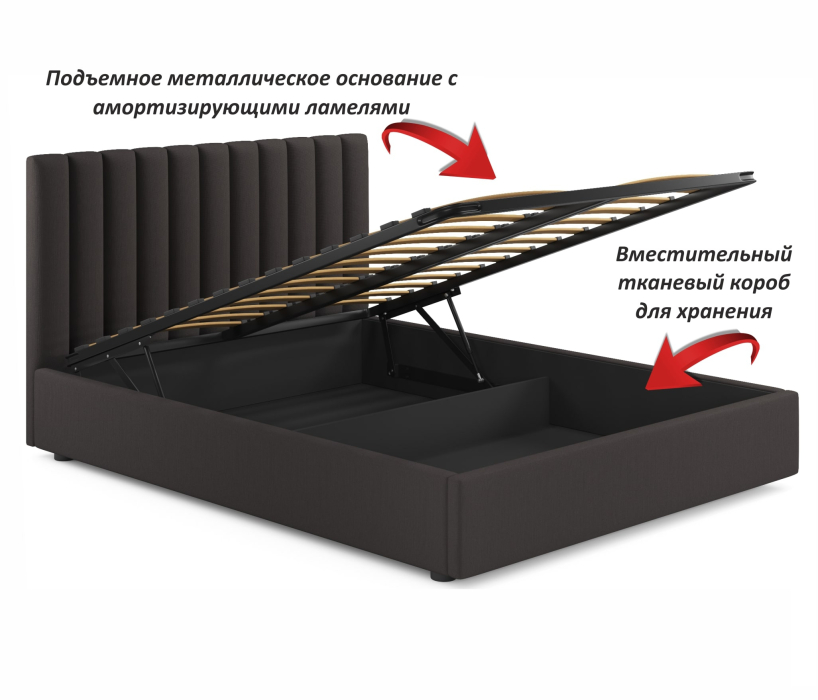 Двуспальные, Мягкая кровать Olivia 1600 подъемная с матрасом PROMO B COCOS