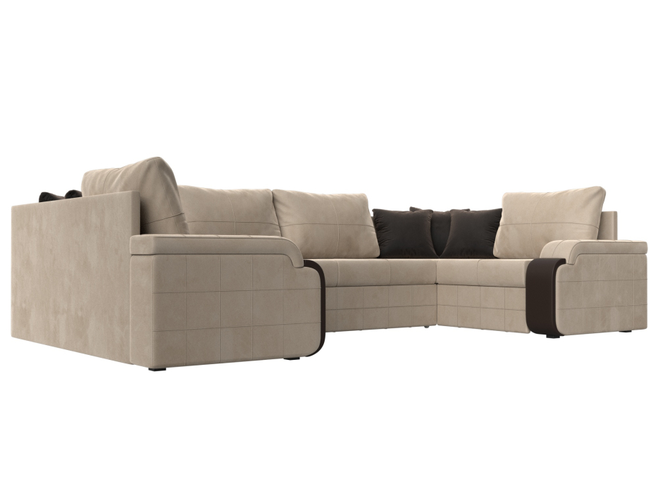 Диваны с ящиком для белья, П-образный диван Николь, велюр / экокожа