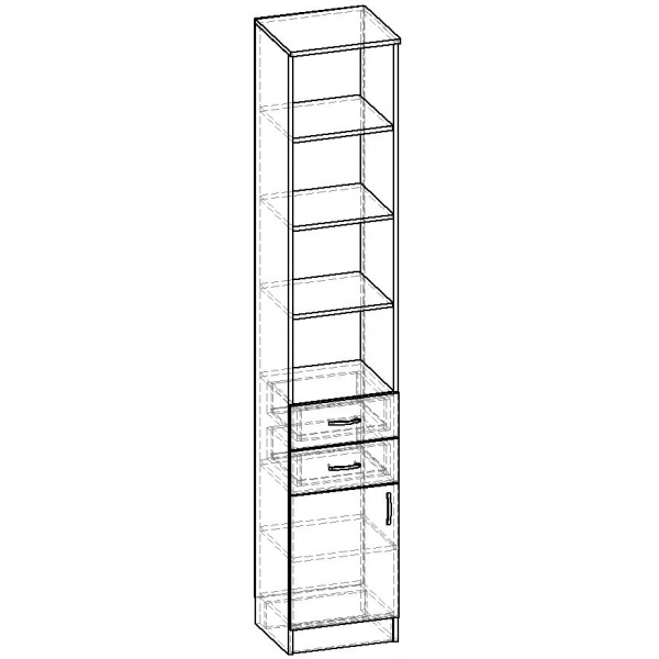 Стеллажи, Стеллаж 1 дверь 2 ящика ГОРИЗОНТ