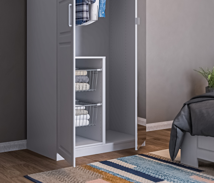 Шкафы распашные, Шкаф 2х дверный МАКС 1000 с зеркалом Белый/МДФ Белый матовый