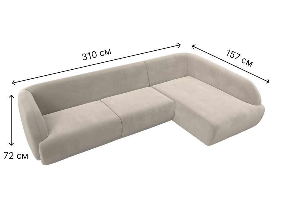 Диваны угловые в гостиную, Диван угловой Лига-041 правый угол, микровельвет
