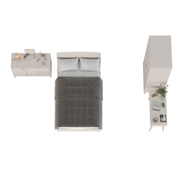 Столик с комодом и шкаф-комодом и кроватью 1200 Афина