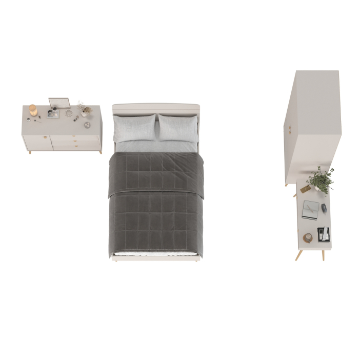 Спальные гарнитуры, Столик с комодом и шкаф-комодом и кроватью 1200 Афина