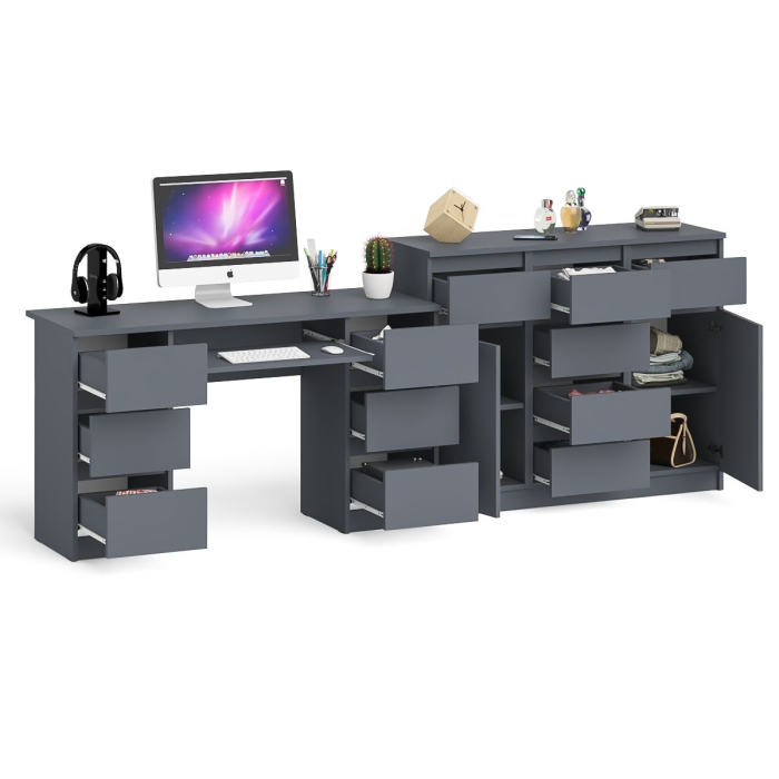 Компьютерные столы, Двухтумбовый стол компьютерный МС-2 с ящиками и тумба-комод МК1200.4 Мори