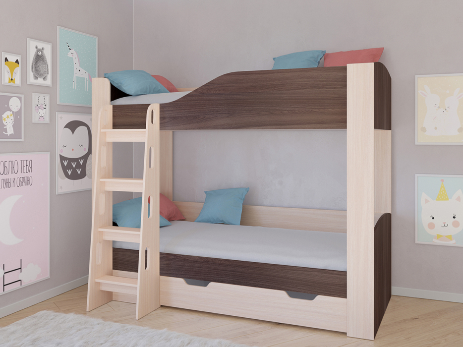 Детские кровати, Кровать двухъярусная Астра 2 Дуб молочный
