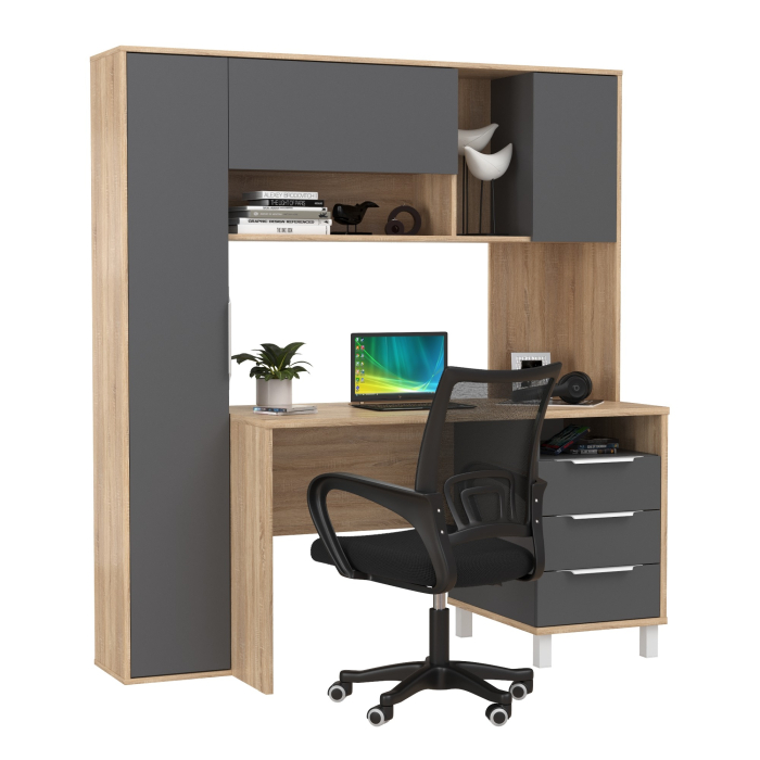 Прямые компьютерные столы, Домашний офис Mobi Комфорт 12.95N с компьютерным креслом 103 чёрного цвета