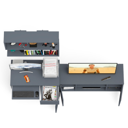 Однотумбовый компьютерный стол Мори МС-1 правый с тумбой МТВ1200.1 и открытой полкой на 900