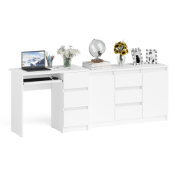 Тумба-комод МК1200 3 ящика и дверки и Мори компьютерный стол МС-6 три ящика справа