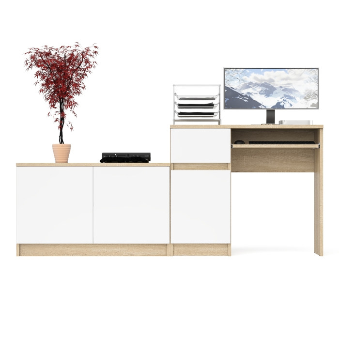 Прямые компьютерные столы, Компьютерный стол ящик и дверка Мори МС-1 левый с широкой тумбой 900