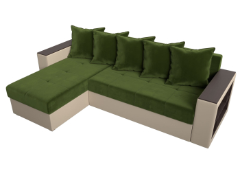 Диван угловой Дубай Лайт, микровельвет/экокожа, левый угол