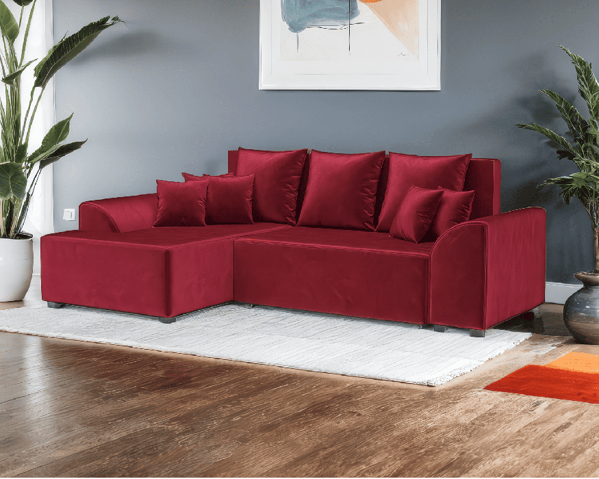 Диваны угловые в гостиную, Диван Каскад Левый угол (Бархат)