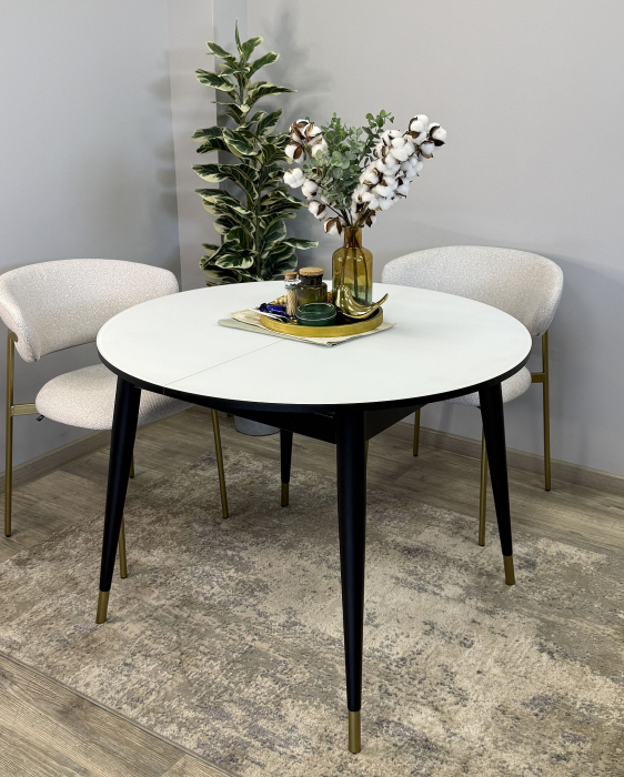 Обеденные столы, Стол Kenner K1000 раздвижной, стекло белое сатин