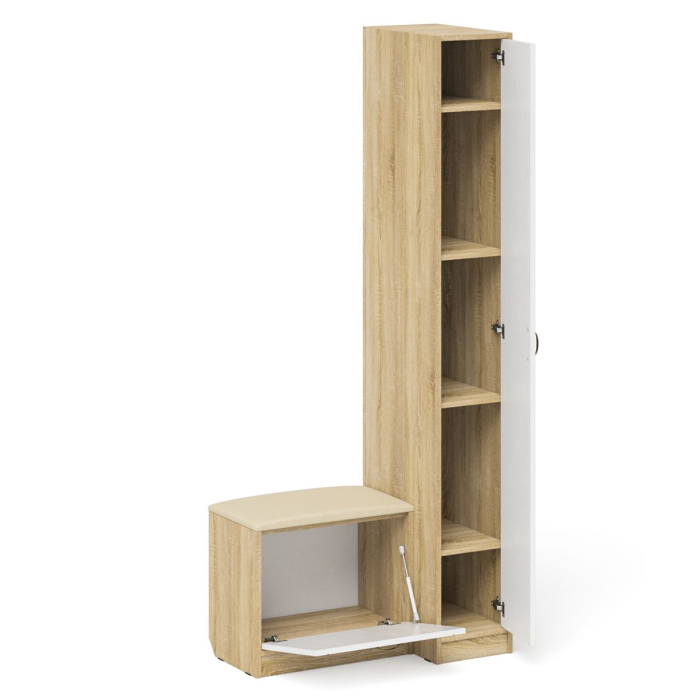 Прихожие, Пенал П-6-500 с обувницей с мягким сиденьем фрезеровка прованс