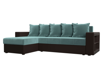 Диван угловой Дубай Лайт, велюр/экокожа, левый угол