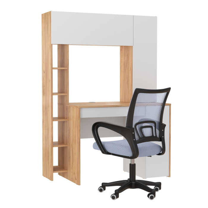 Прямые компьютерные столы, Компьютерный стол Комфорт 12.71 и офисное кресло 103 серого цвета