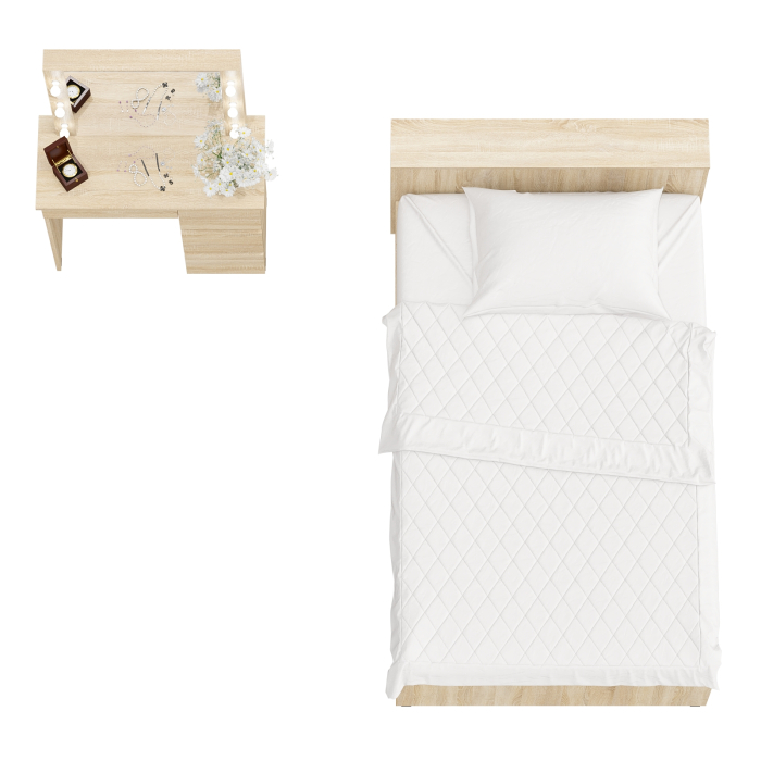 Спальные гарнитуры, Кровать с ящиками полутораспальная Ксения 1200 и туалетный столик с подсветкой Сура