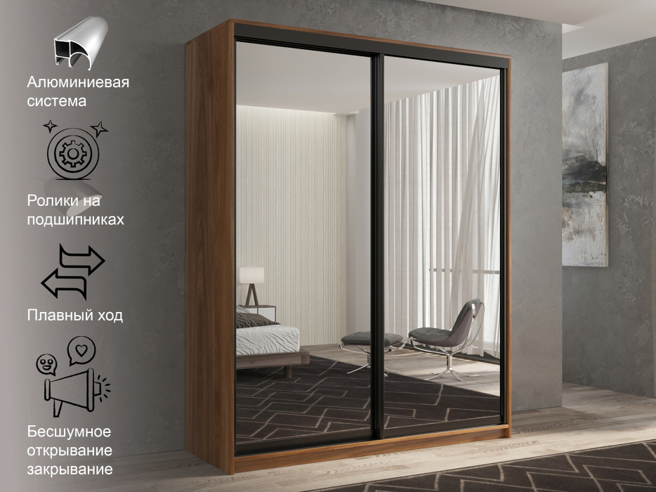 Шкафы-купе 2-х дверные, Шкаф-купе 2х дверный Кааппи 1 160х45