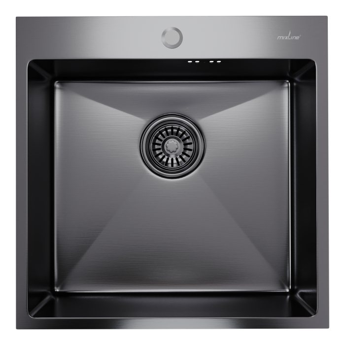 Кухонные мойки, Мойка настол.монтаж 50х50 (3,0) вып 3 1/2  MIXLINE PRO 20см с сифоном