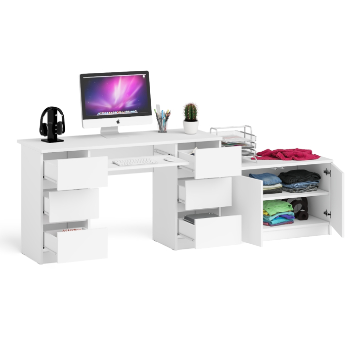 Прямые компьютерные столы, Двухтумбовый компьютерный стол Мори МС-2 с широкой тумбой на 900