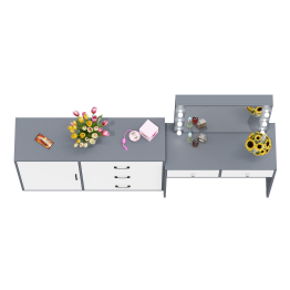 Стол туалетный для спальни с лампочками СТ-5 и тумба-комод 122-1204