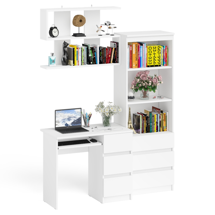 Прямые компьютерные столы, Рабочий стол Мори МС-6 правый с открытой полкой и стеллаж-комод МСТ600.3