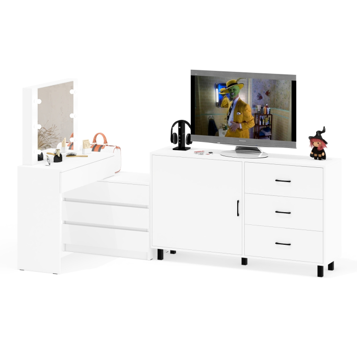 Туалетные столики, Стол-трансформер косметический с подсветкой 110 и комод-тумба три ящика 122-1504