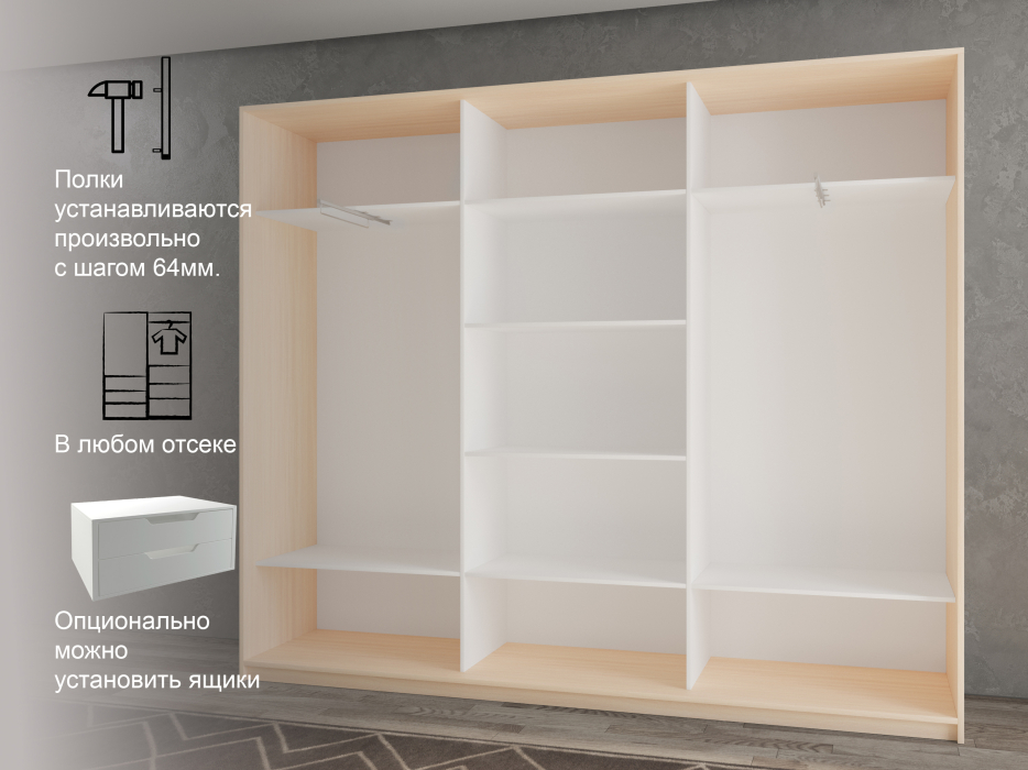 Шкафы-купе 3-х дверные, Шкаф-купе 3х дверный Кааппи 10 240х45