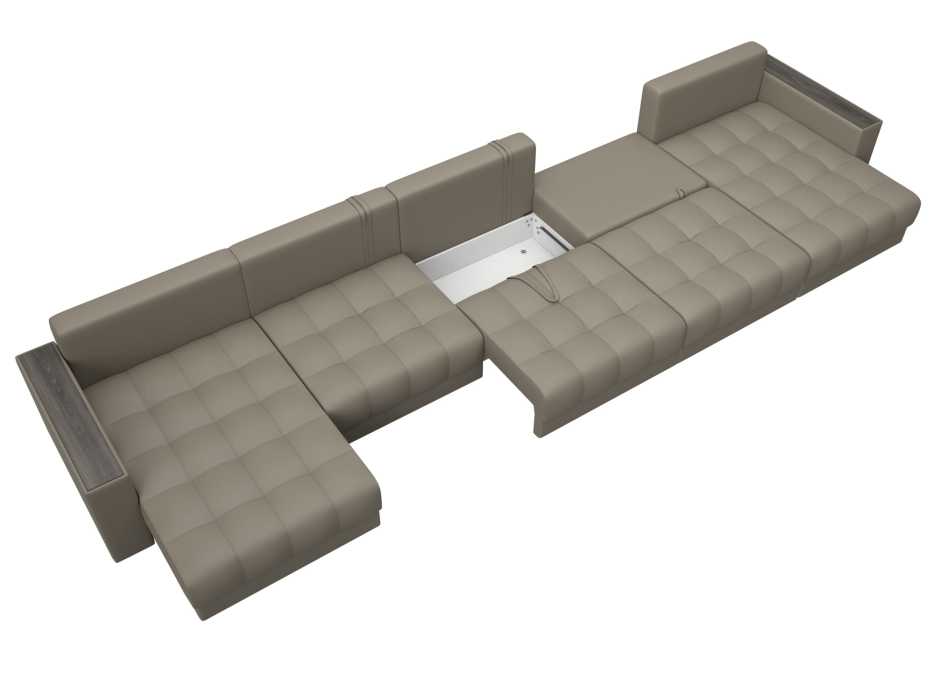 Диваны еврокнижки, Диван П-образный с декором Лига-049 НПБ Мегалонг, экокожа GRIFON