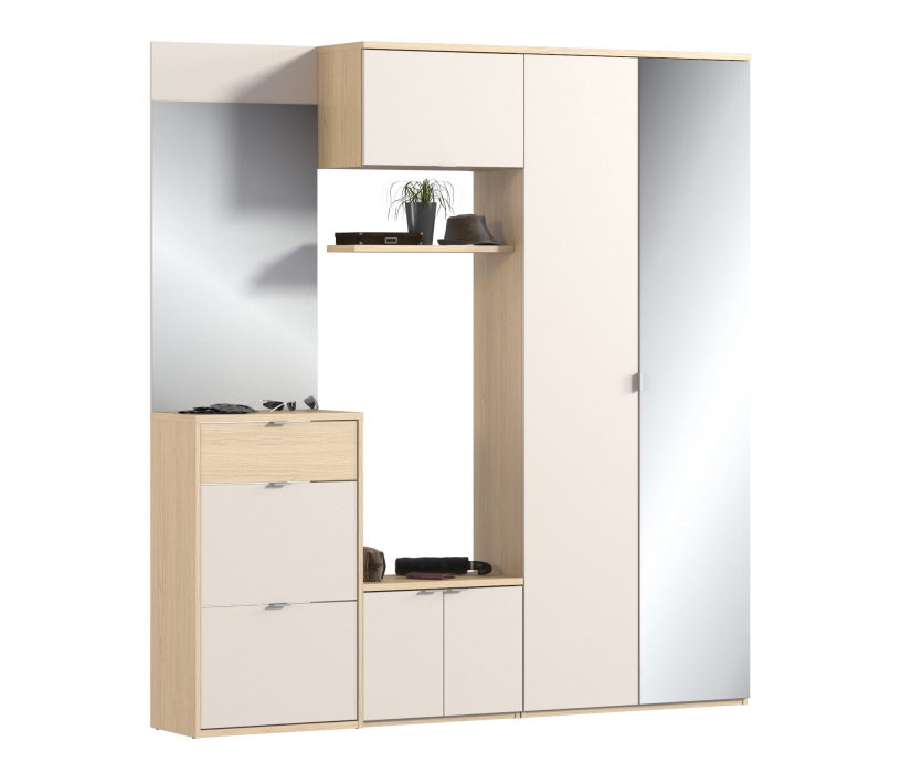 Афина Дуб Винченца,Кашемир серый, Афина комплект для прихожей с обувницей Дуб Винченца/Кашемир серый