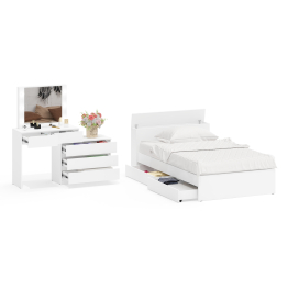 Столик туалетный с лампочками 110 с полутораспальной кроватью с ящиками Ксения 1200