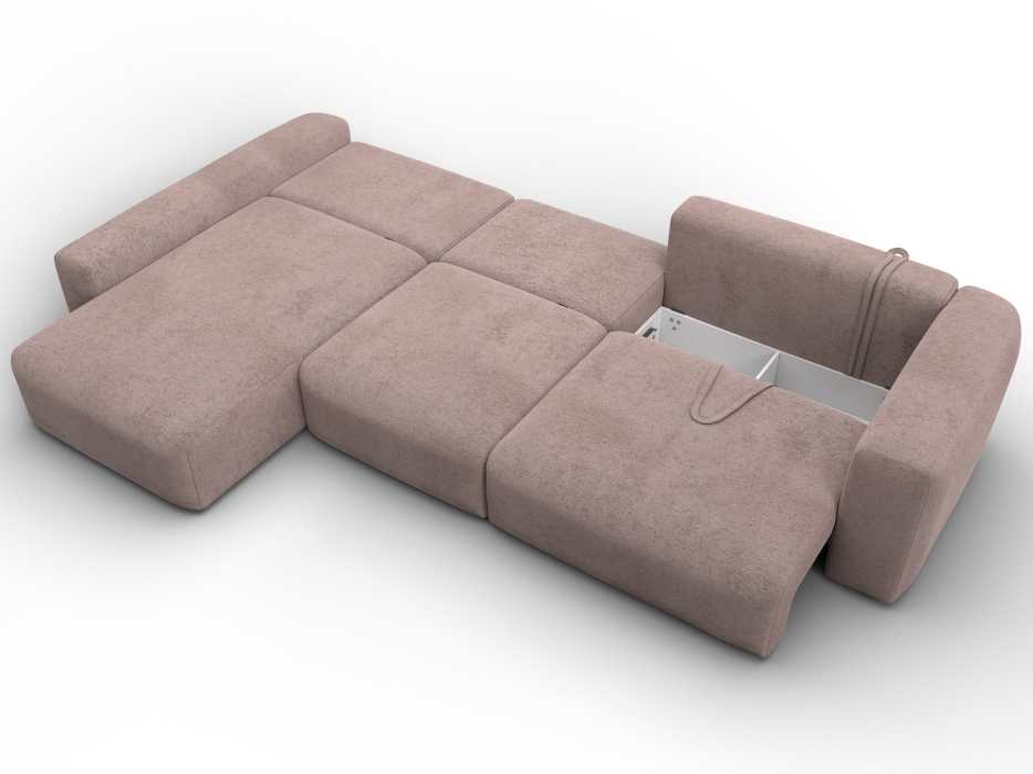 Диваны угловые в гостиную, Диван угловой Лига-066 НПБ Лонг угол левый, велюр TOWER