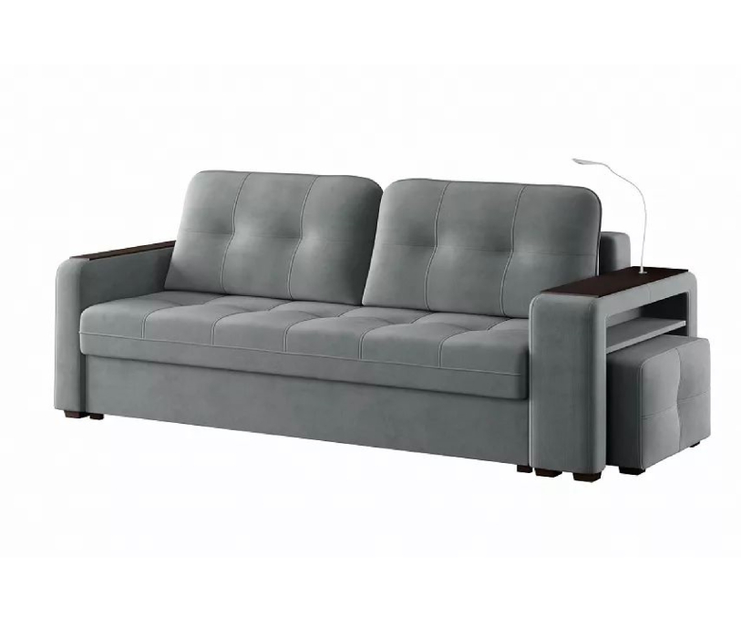 Диваны с ящиком для белья, Диван-кровать прямой Smart 4 пуф справа Велюр