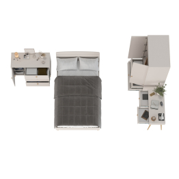 Столик с комодом и шкаф-комодом и кроватью 1200 Афина