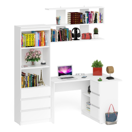 Рабочее место с угловым столом Мори МС-16 правым со стеллажом и полкой