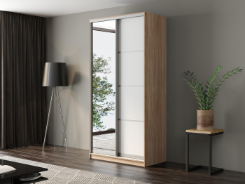 Шкаф-купе Айсберг 130 СОНОМА (белый/зеркало)