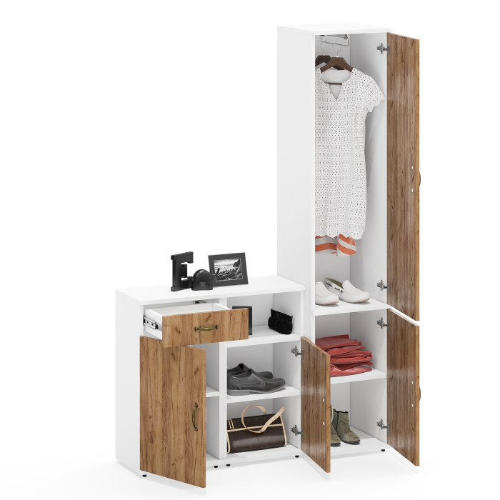 Домашние кабинеты, Тумба с ящиком и дверкой с пеналом 21Б и тумба с нишей Лидер-8