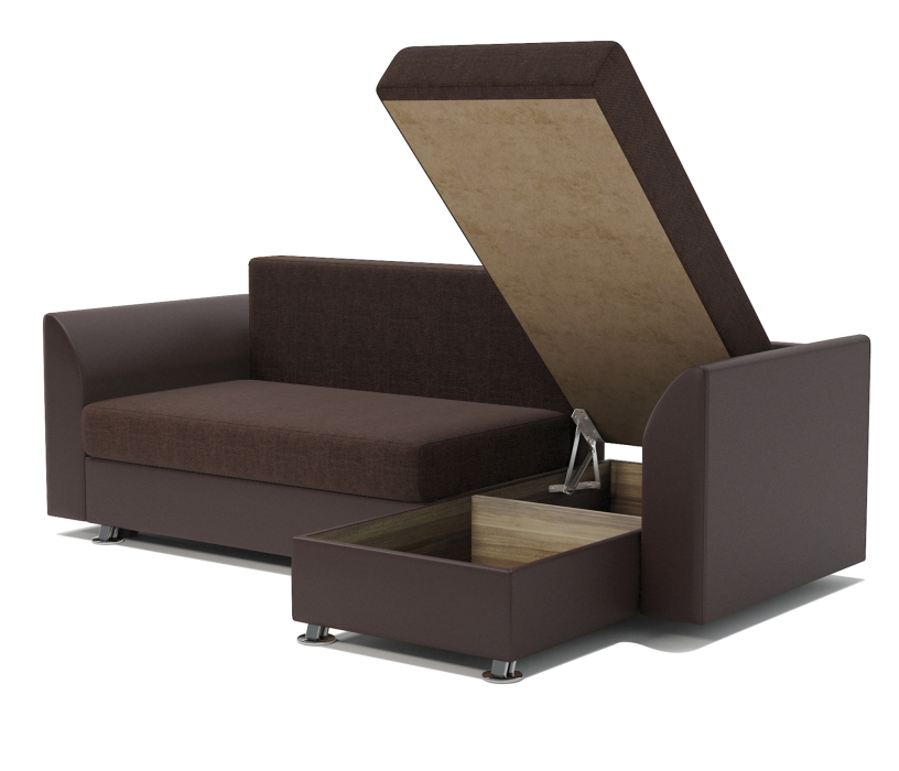 Диваны угловые в гостиную, Угловой диван Ария Скала правый, рогожка / экокожа