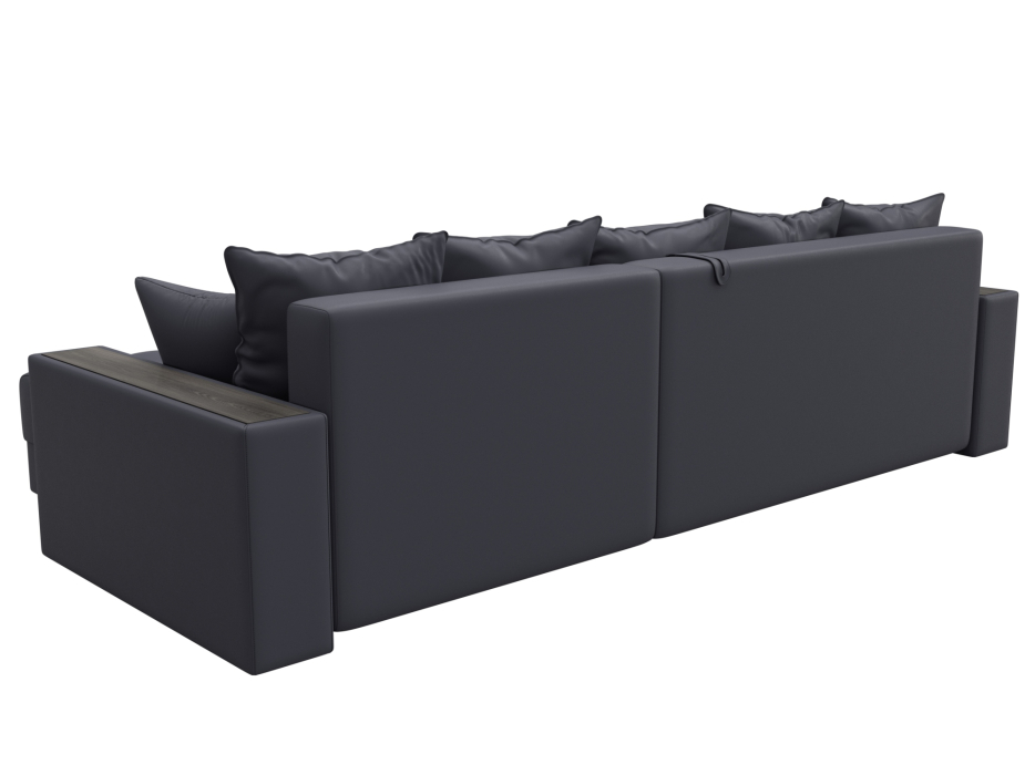 Диваны угловые в гостиную, Диван угловой с декором и полкой Лига-050 НПБ, экокожа GRIFON