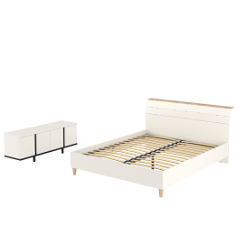 Кровать 11.41 Муссон 1600 с ортопедом и ТВ-тумба Квадро 13.276