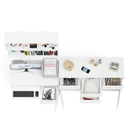 Тумба-комод Мори МК1200.4 с компьютерным столом МС-1 правый и открытой навесной полкой