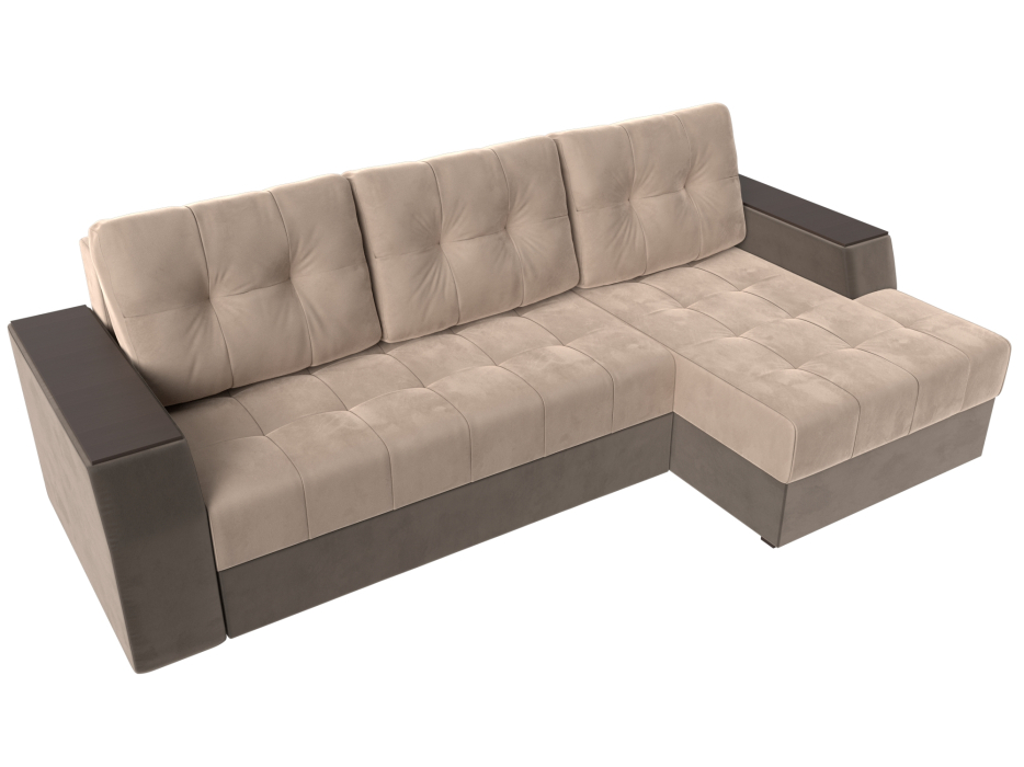 Диваны угловые в гостиную, Угловой диван Эмир БС правый угол, велюр