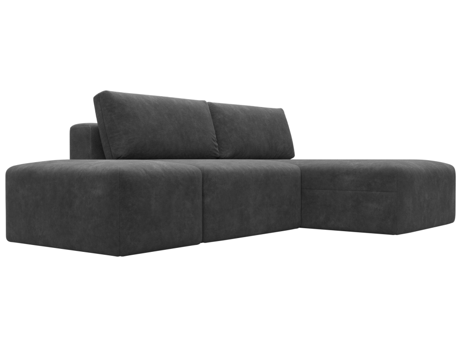 Диваны угловые в гостиную, Диван угловой модульный с пуфом Лига-060 НПБ угол универсальный, велюр BRUT