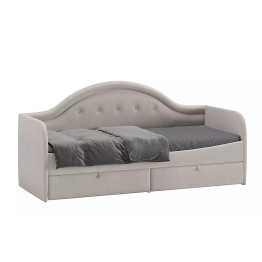 Кровать Адель с мягкой спинкой тип 1, велюр мокко светлый