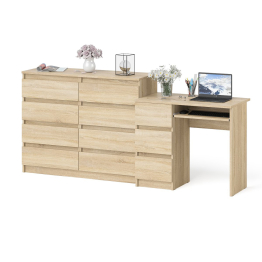 Комод Мори 1200-8 и стол компьютерный МС-6 3 ящика слева